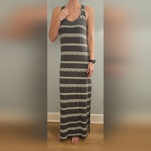 Massimo Gray and White Patterned Tank Top Dress